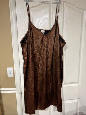 NWOT- a new day - Brown Metallic Slip Dress with Adjustable Straps